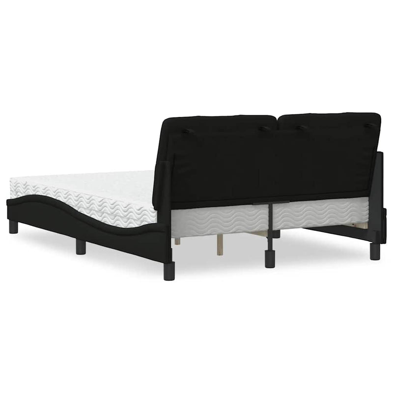 Pat cu saltea, negru, 140x190 cm, textil