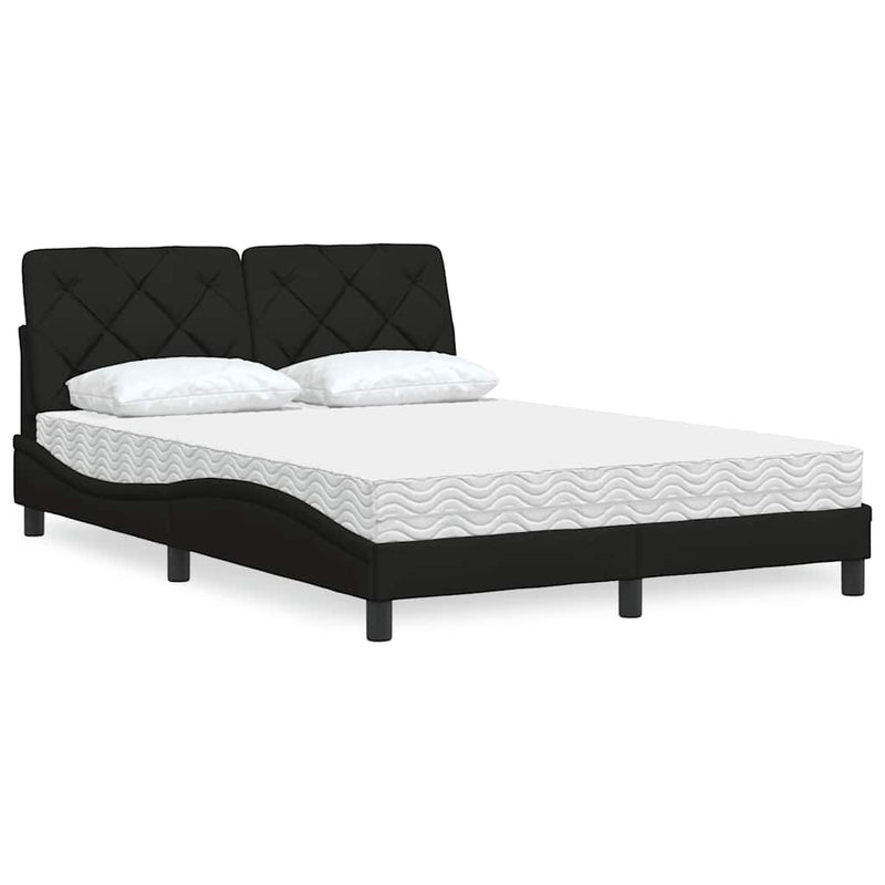 Pat cu saltea, negru, 140x190 cm, textil