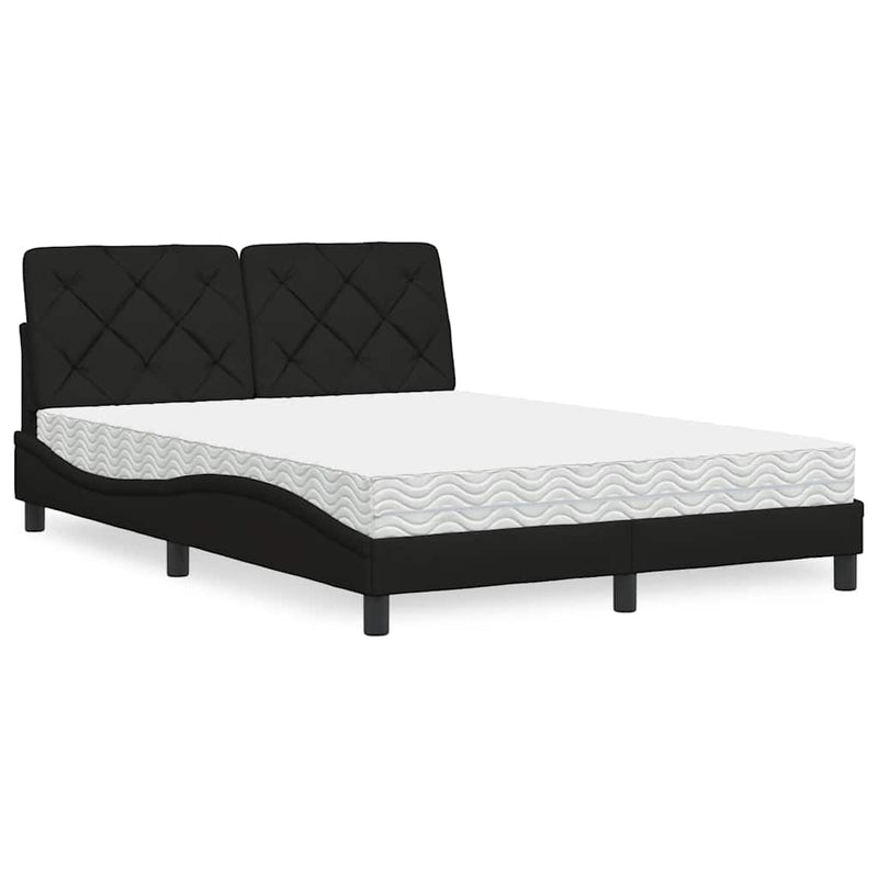 Pat cu saltea, negru, 140x200 cm, textil
