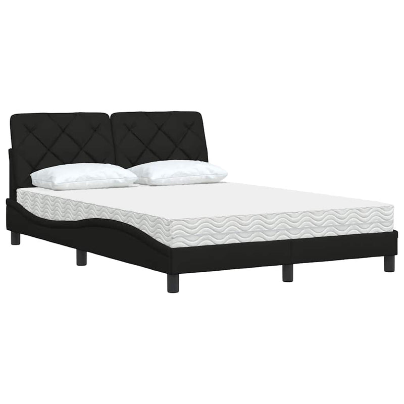Pat cu saltea, negru, 140x200 cm, textil