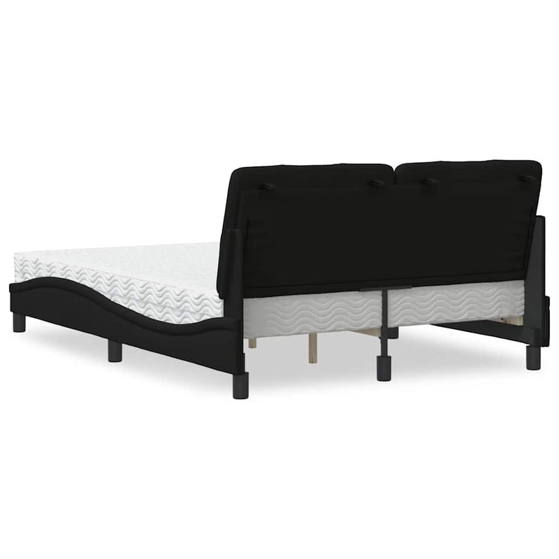 Pat cu saltea, negru, 140x200 cm, textil
