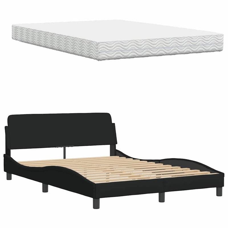 Pat cu saltea, negru, 140x200 cm, textil