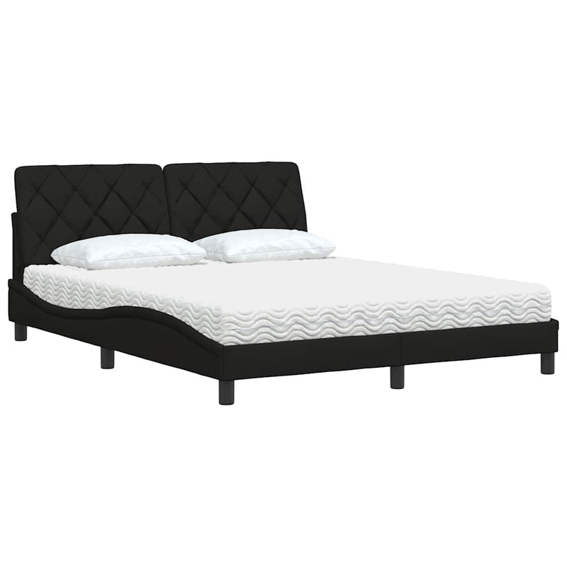 Pat cu saltea, negru, 160x200 cm, textil