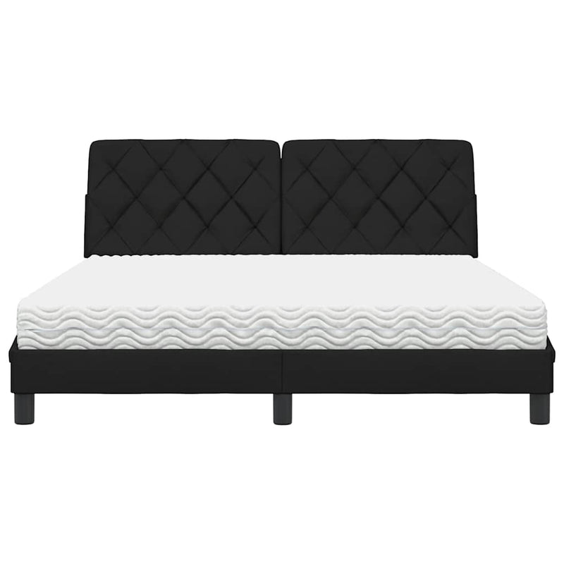 Pat cu saltea, negru, 160x200 cm, textil