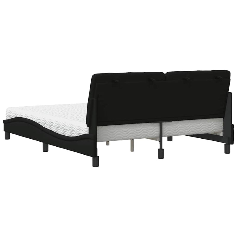 Pat cu saltea, negru, 160x200 cm, textil