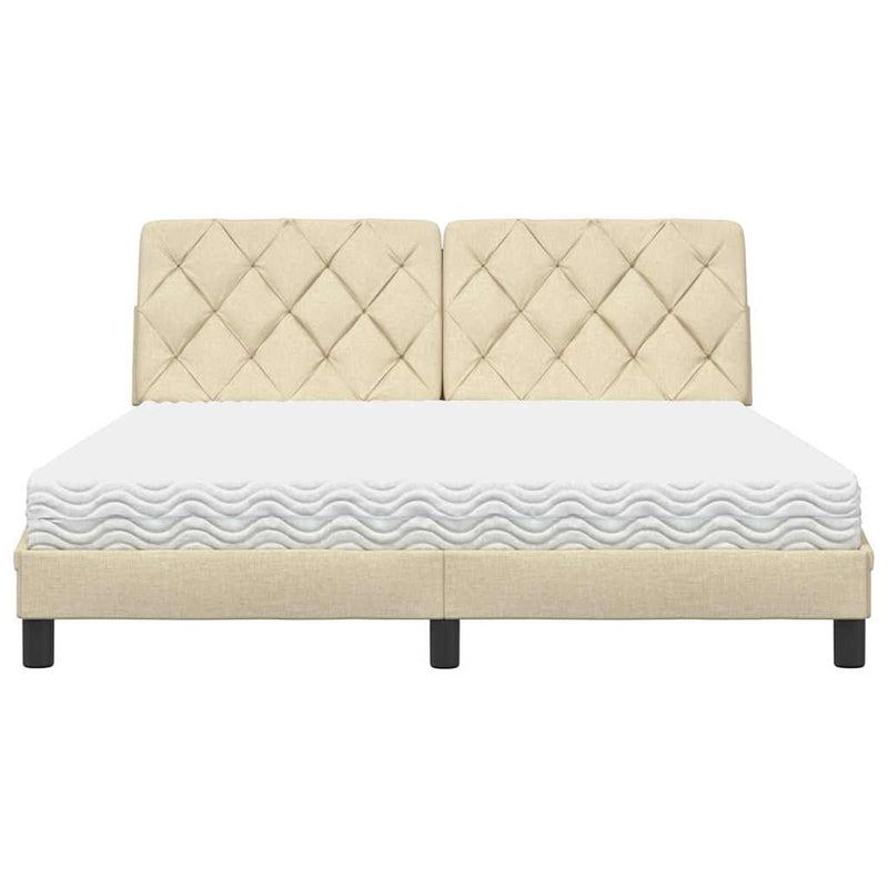 Pat cu saltea, crem, 160x200 cm, material textil