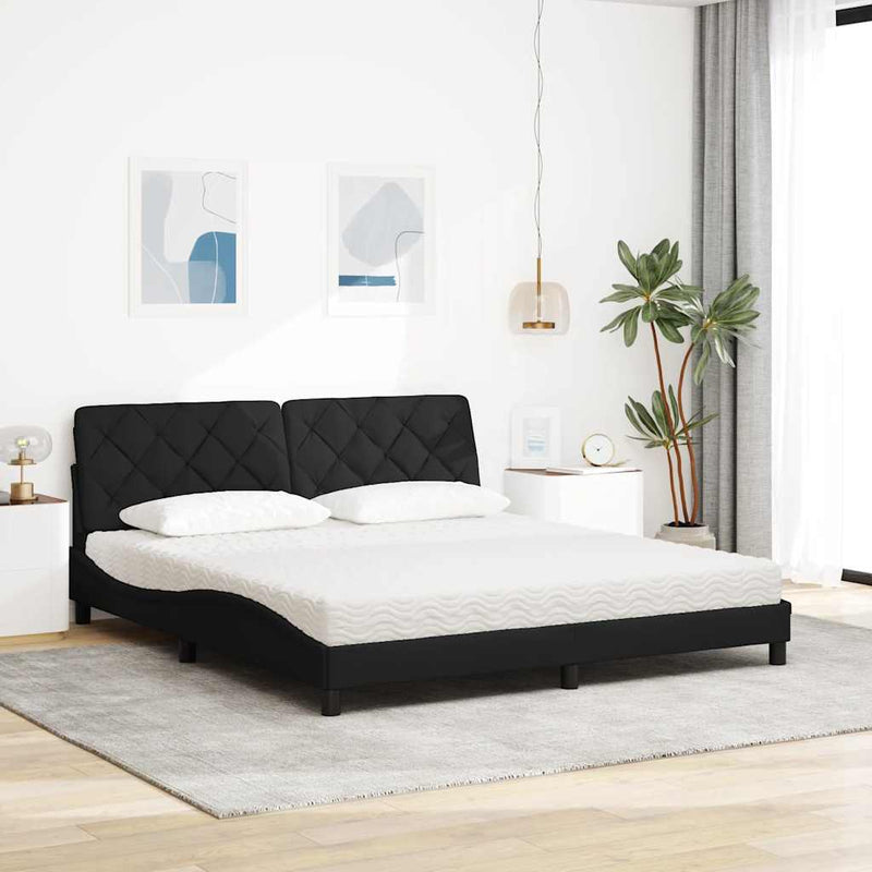 Pat cu saltea, negru, 180x200 cm, catifea