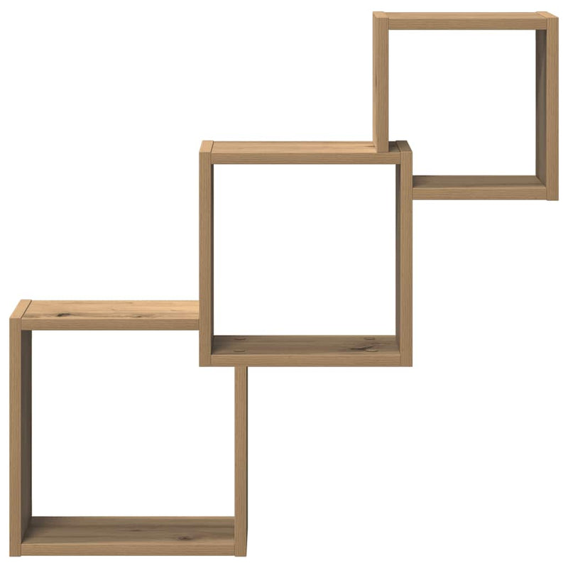 Rafturi cub perete stejar artizanal 68x15x68 cm, lemn prelucrat