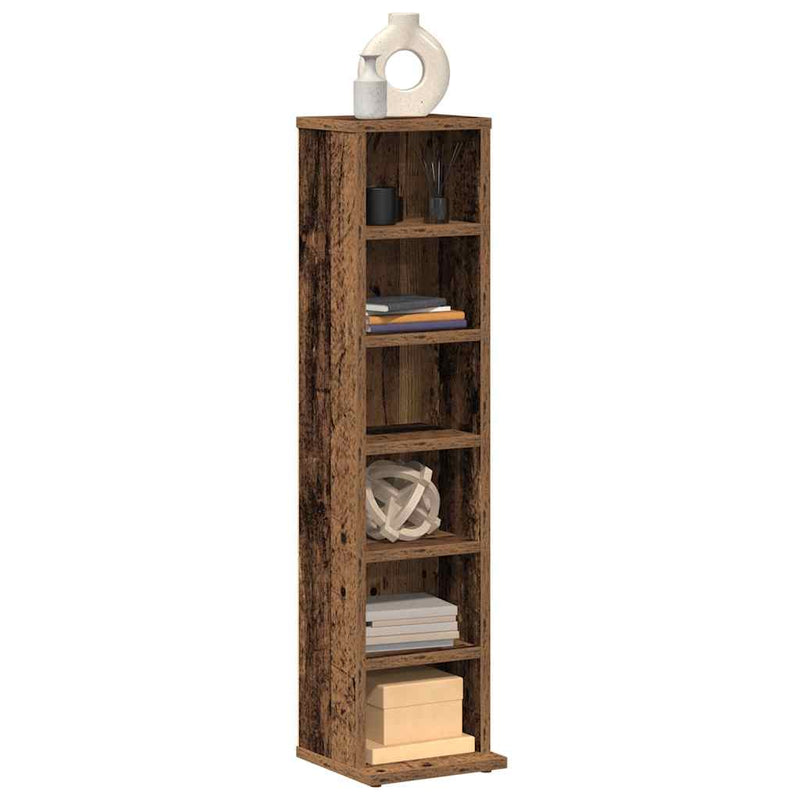 Dulap CD-uri, lemn vechi, 21x20x88 cm, lemn compozit