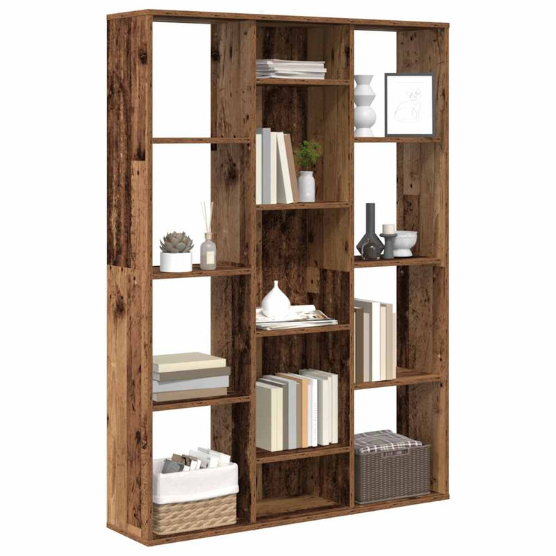 Separator cameră/Bibliotecă, Lemn vechi, 100x24x140 cm, PAL