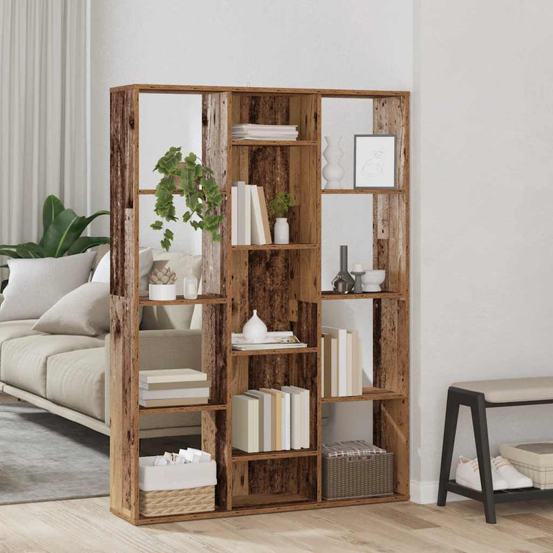 Separator cameră/Bibliotecă, Lemn vechi, 100x24x140 cm, PAL