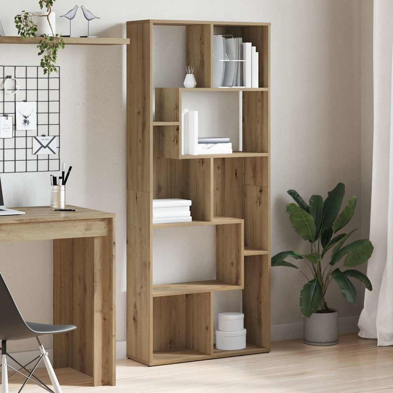 Bibliotecă din lemn stratificat, stejar artizanal, 67x24x161 cm