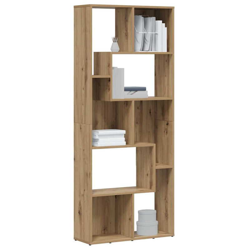Bibliotecă din lemn stratificat, stejar artizanal, 67x24x161 cm