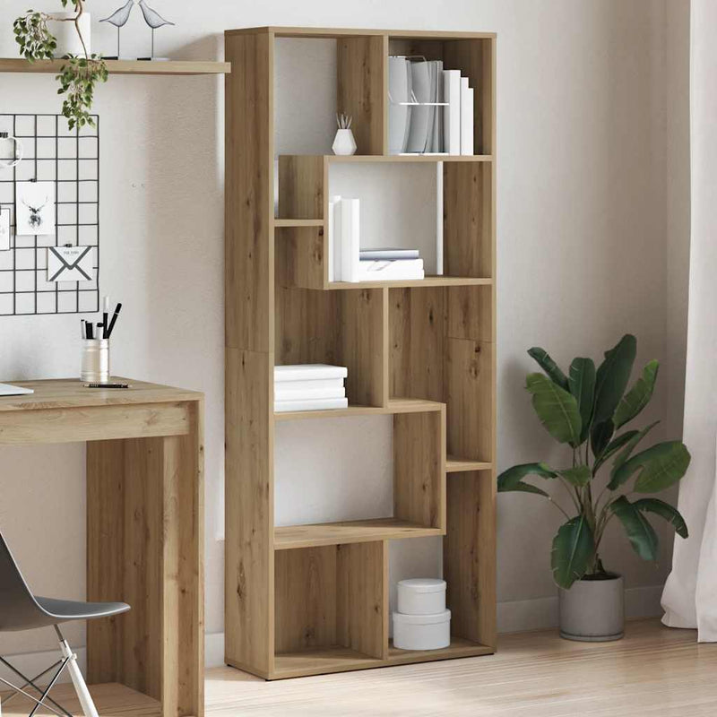 Bibliotecă din lemn stratificat, stejar artizanal, 67x24x161 cm