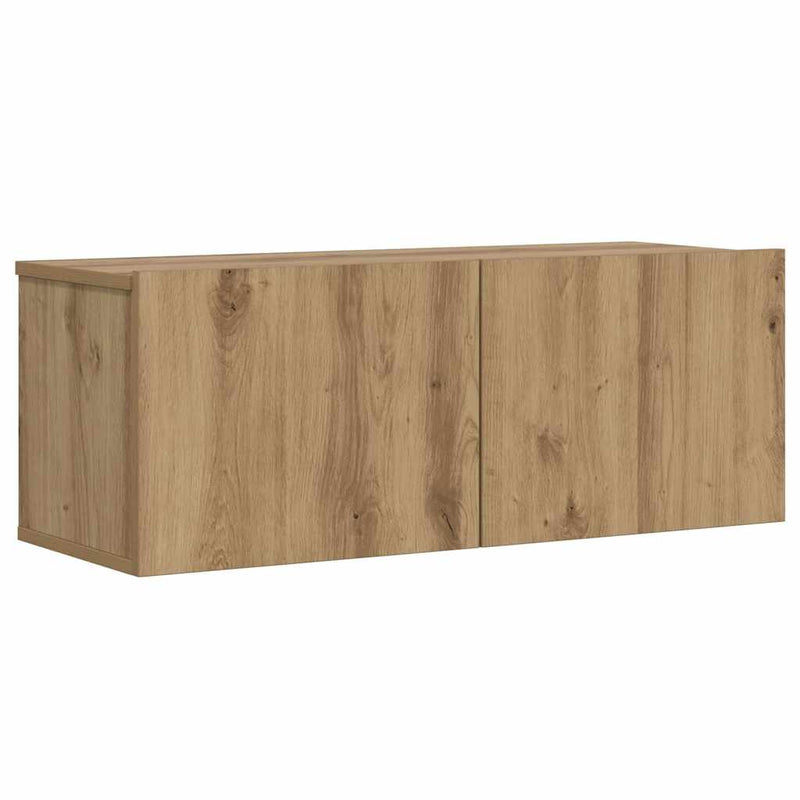 Dulap TV perete, stejar artizanal, 80x30x30 cm, lemn prelucrat