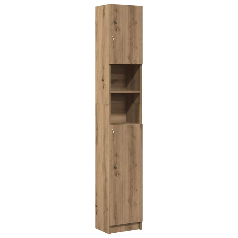 Dulap de baie din stejar artizanal, 32x25,5x190 cm, lemn stratificat