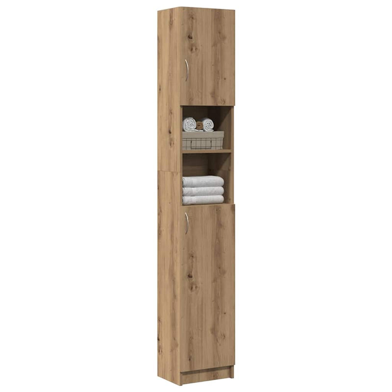 Dulap de baie din stejar artizanal, 32x25,5x190 cm, lemn stratificat