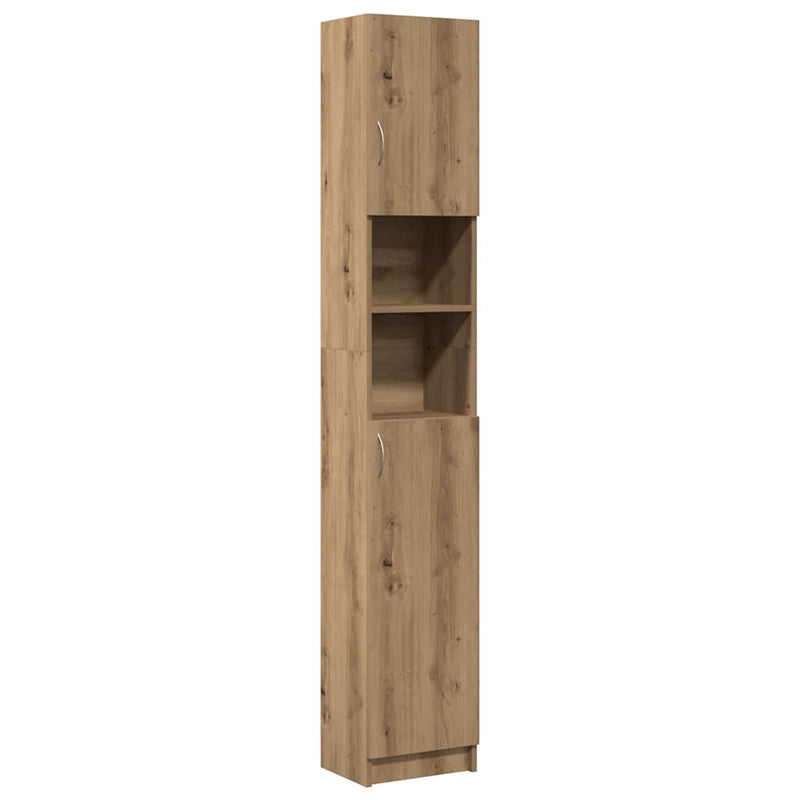 Dulap de baie din stejar artizanal, 32x25,5x190 cm, lemn stratificat