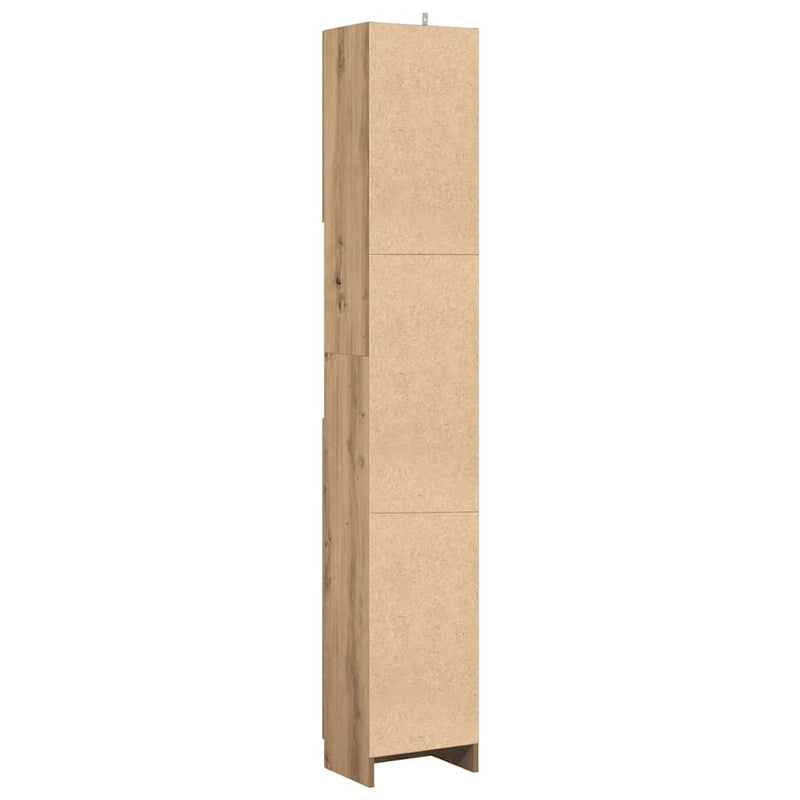 Dulap de baie din stejar artizanal, 32x25,5x190 cm, lemn stratificat
