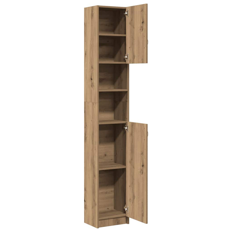 Dulap de baie din stejar artizanal, 32x25,5x190 cm, lemn stratificat