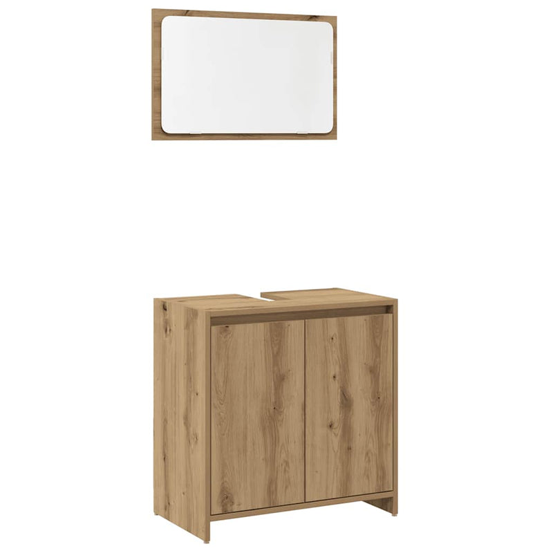 Set mobilier de baie, 2 piese, stejar artizanal, lemn prelucrat