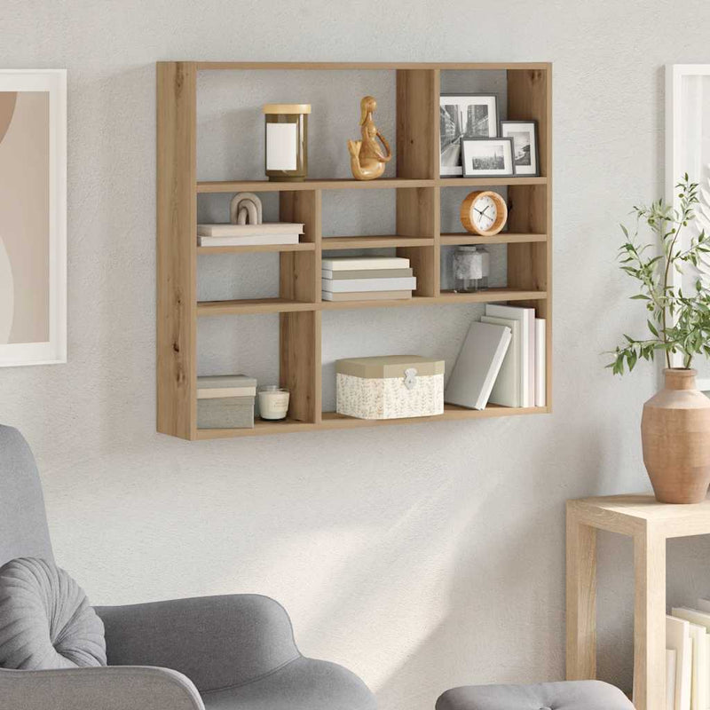 Raft de perete, stejar artizanal, 90x16x78 cm, lemn prelucrat