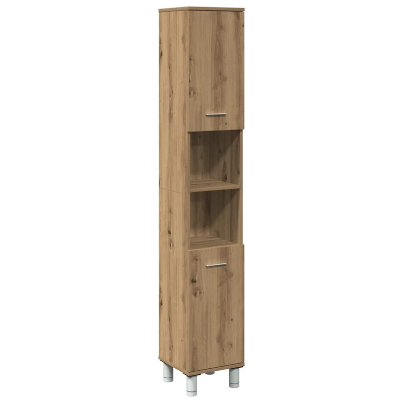 Dulap de baie, stejar artizanal, 30x30x179 cm, lemn prelucrat