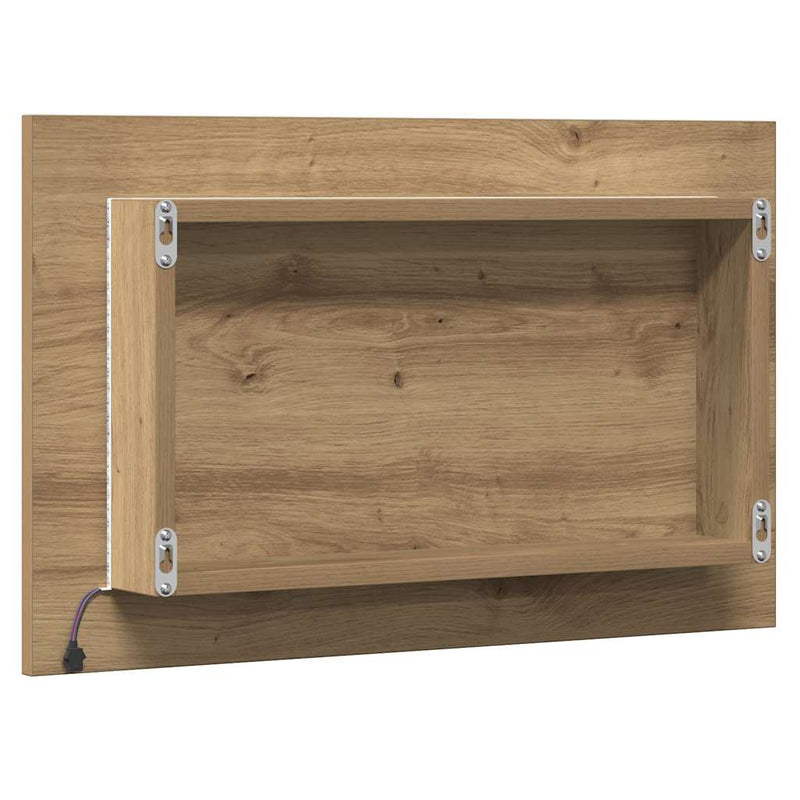 Oglindă de baie cu lumină LED, stejar artizanal, 60x8,5x38 cm