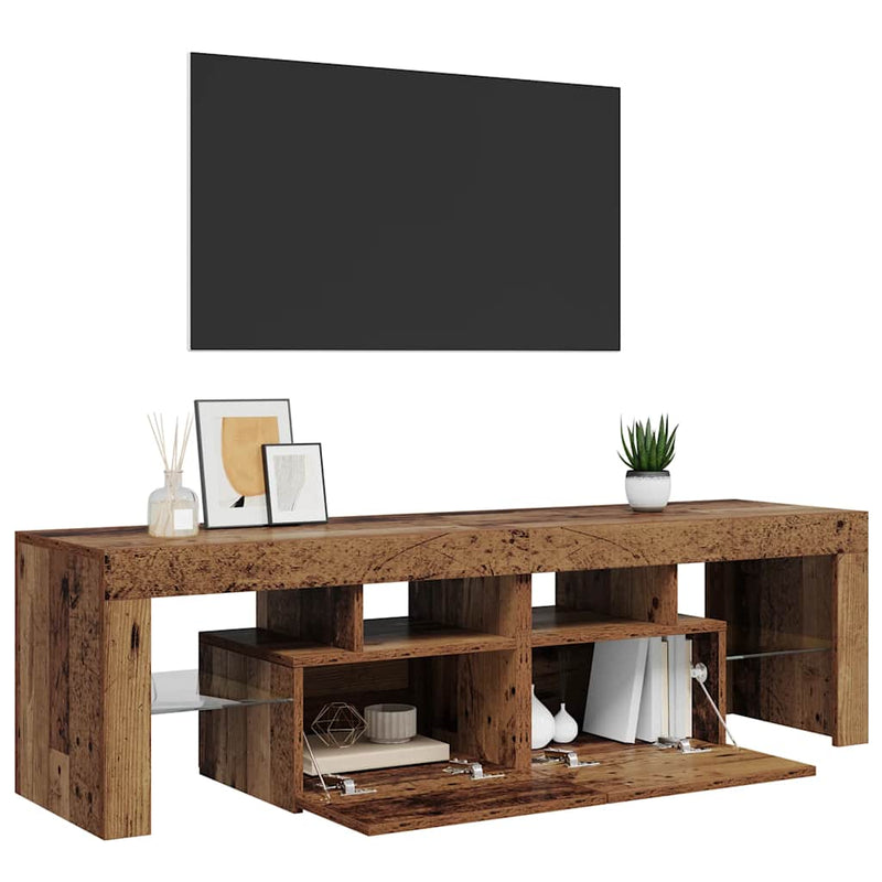 Dulap TV cu lumini LED lemn vechi 140x36,5x40 cm lemn prelucrat