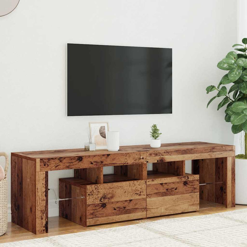 Dulap TV cu lumini LED lemn vechi 140x36,5x40 cm lemn prelucrat