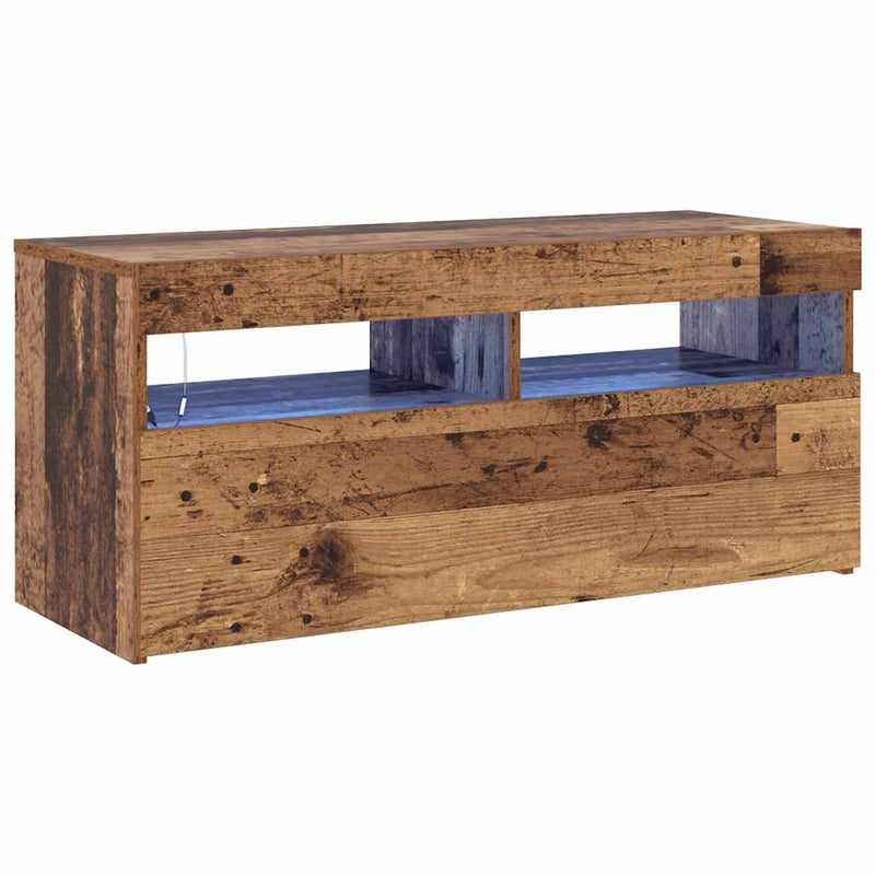 Dulap TV cu lumini LED lemn vechi 90x35x40 cm lemn prelucrat