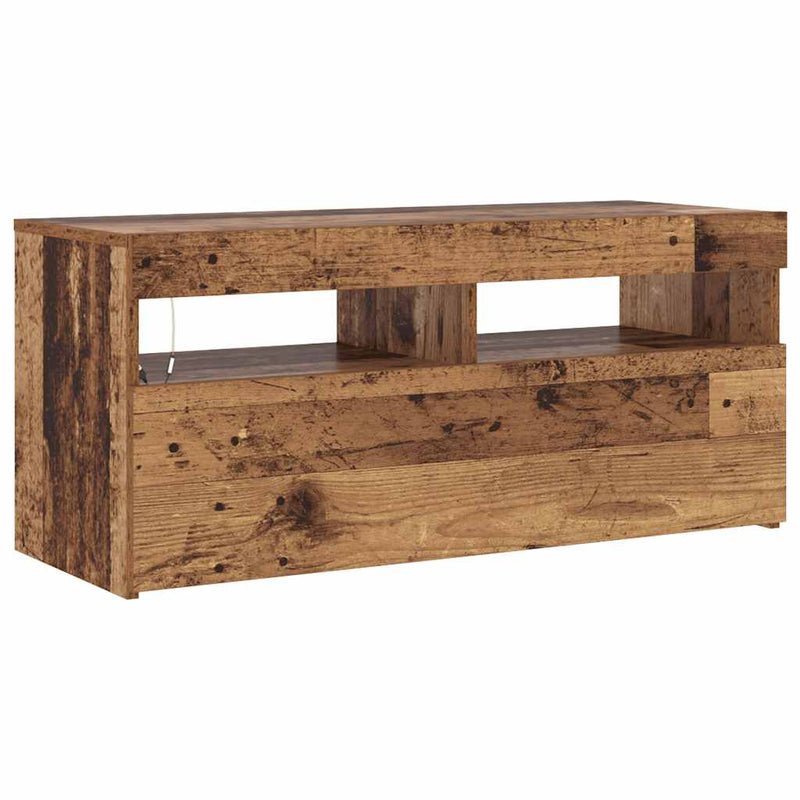 Dulap TV cu lumini LED lemn vechi 90x35x40 cm lemn prelucrat
