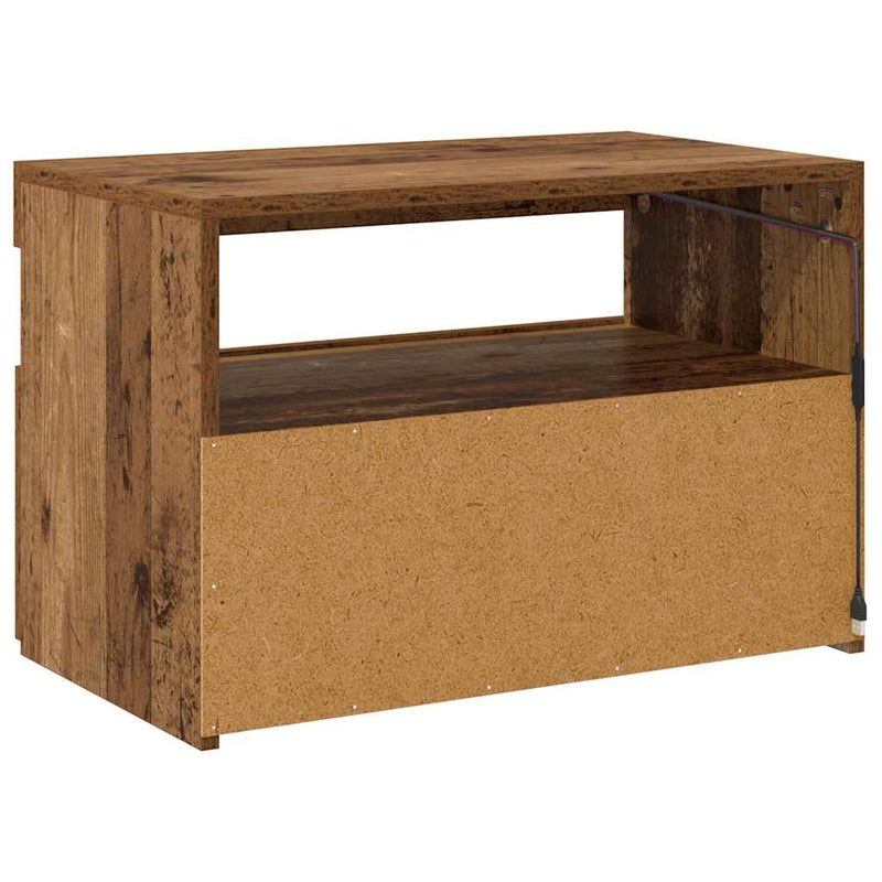 Dulap TV cu lumini LED lemn vechi 60x35x40 cm lemn prelucrat