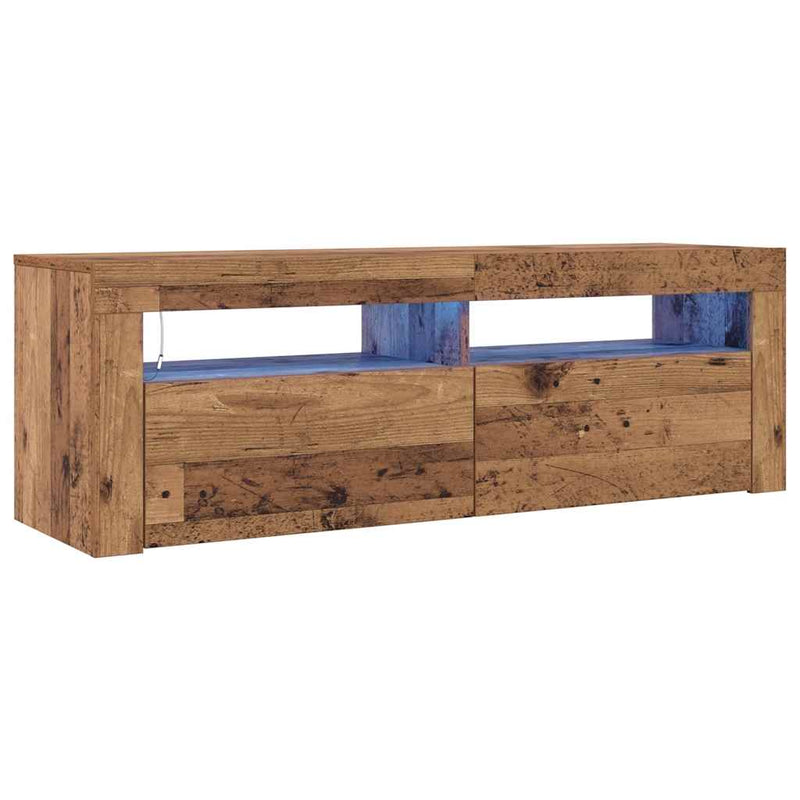 Dulap TV cu lumini LED lemn vechi 120x35x40 cm lemn prelucrat