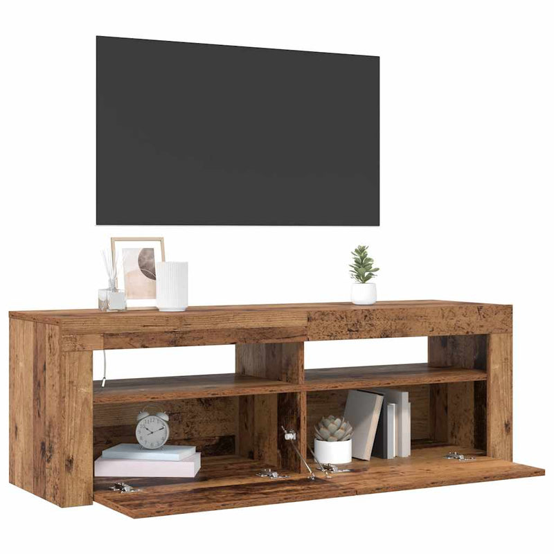 Dulap TV cu lumini LED lemn vechi 120x35x40 cm lemn prelucrat