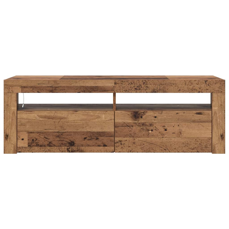 Dulap TV cu lumini LED lemn vechi 120x35x40 cm lemn prelucrat