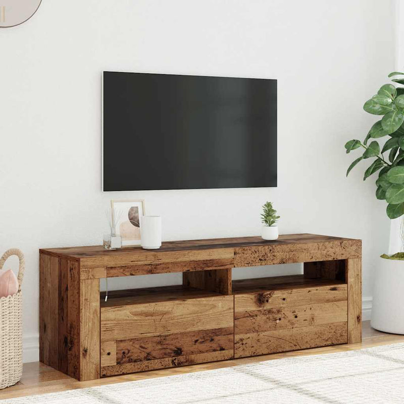 Dulap TV cu lumini LED lemn vechi 120x35x40 cm lemn prelucrat