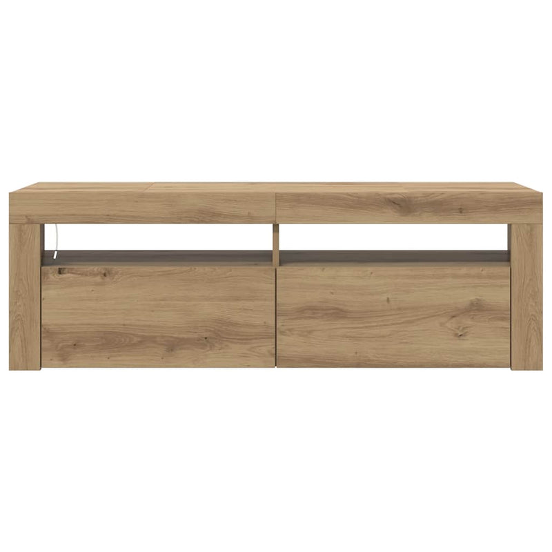 Dulap TV cu LED stejar artizanal 120x35x40 cm lemn prelucrat