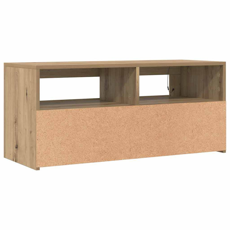 Dulap TV cu LED stejar artizanal 90x35x40 cm lemn prelucrat