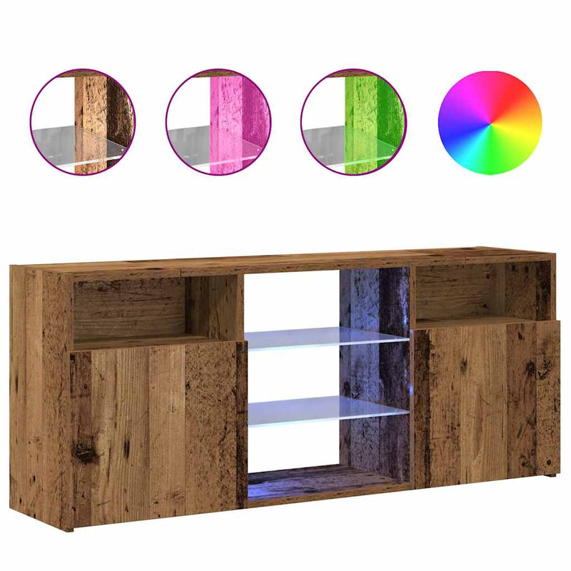 Dulap TV cu lumini LED lemn vechi 120x30x50 cm lemn prelucrat