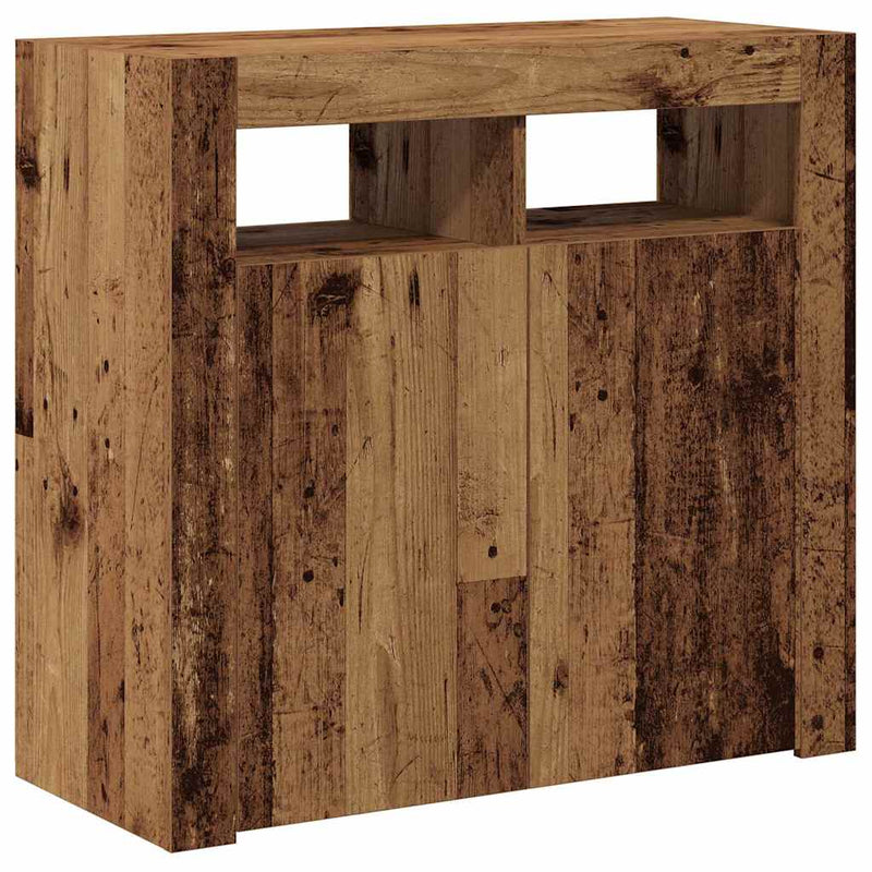 Dulap cu lumini LED, lemn vechi, 80x35x75 cm, lemn prelucrat