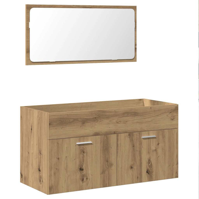 Dulap de baie cu oglindă Artisan Stejar lemn prelucrat