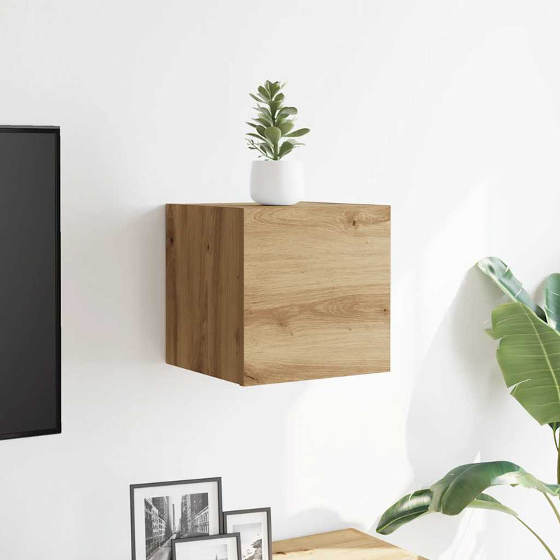 Dulap TV montaj pe perete, stejar artizanal, 30,5x30x30 cm