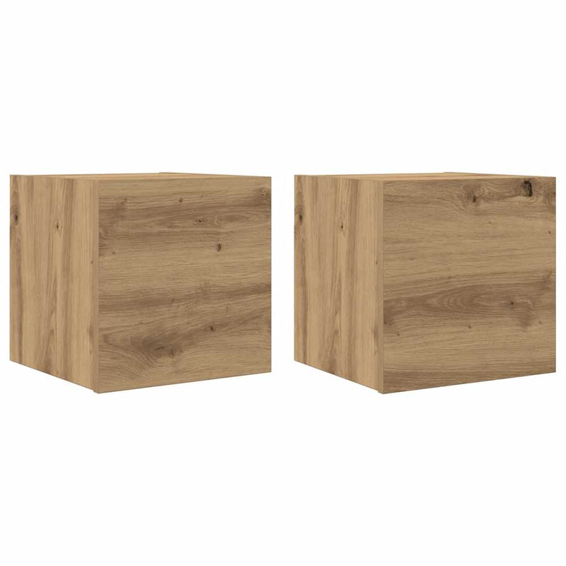 Dulapuri TV montaj perete 2 buc. stejar artizanal 30,5x30x30 cm