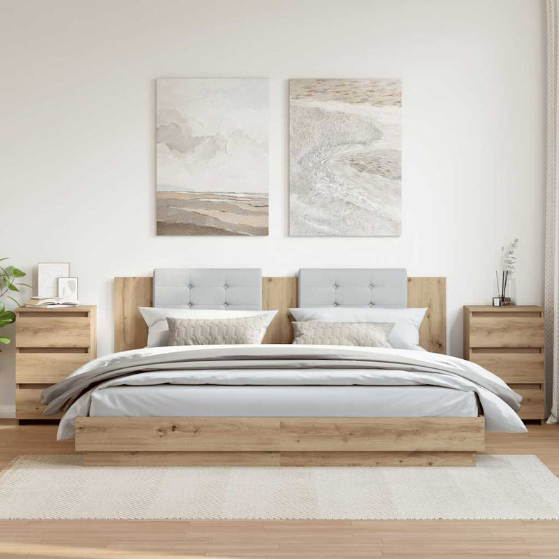 Noptiere, 2 buc., stejar artizanal 40x35x62,5 cm lemn prelucrat
