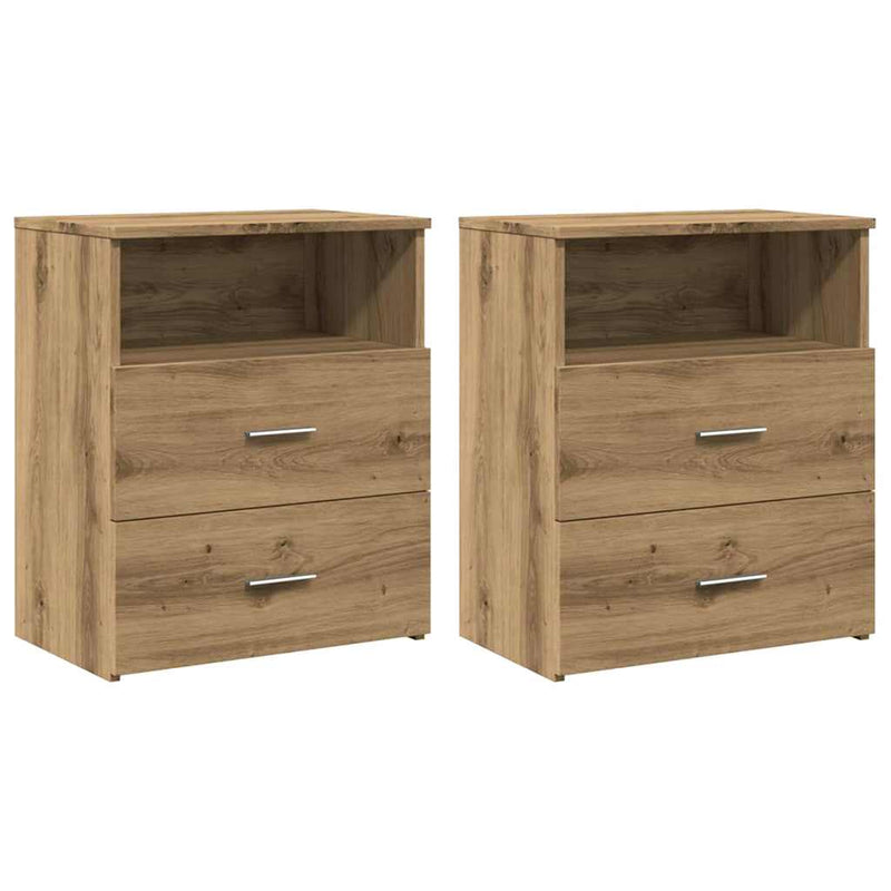 Noptiere, 2 buc., stejar artizanal, 50x32x60 cm, lemn prelucrat