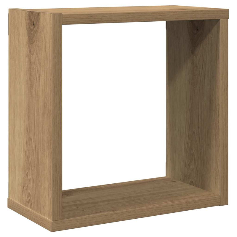 Rafturi de perete cub 2 buc. stejar artizanal, 30x15x30 cm lemn