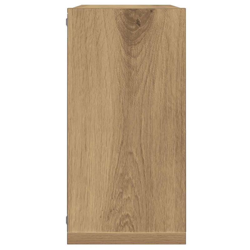 Rafturi de perete cub 2 buc. stejar artizanal, 30x15x30 cm lemn
