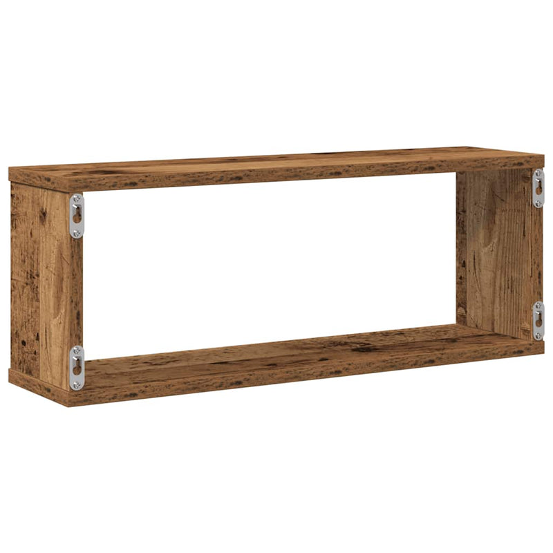 Rafturi perete cub 4 buc. lemn vechi 60x15x23cm, lemn prelucrat