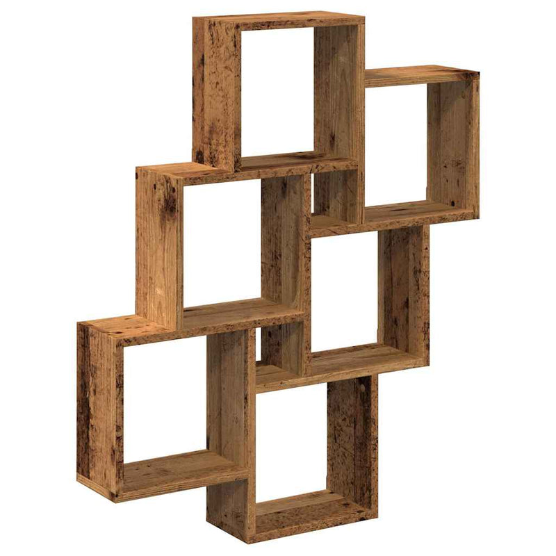 Raft de perete cub, lemn vechi, 78x15x93 cm, lemn prelucrat